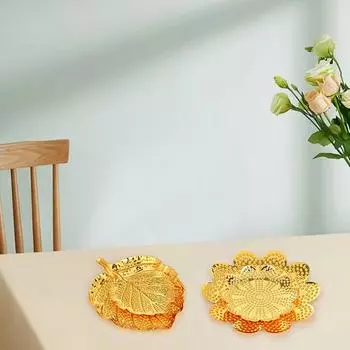 1 шт., позолоченные тарелки для хранения закусок, сервировочный поднос в форме листа, блюдо с фруктами, ювелирные изделия с цветами, брелок