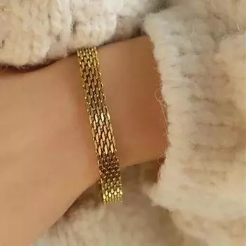 1 шт. позолоченный титановый стальной ремень для часов браслет-ожерелье для женщин Западная металлическая текстура браслет-воротник ювелирные изделия подарки A1