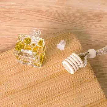 1 шт., пятилинейный покрытый куб для воды, золотой дизайн, мини-стеклянная пустая бутылка для автомобиля, диффузор для эфирного масла, ароматизатор, украшение для флакона духов