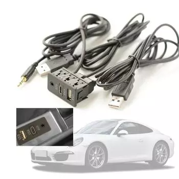 1 шт. практичный автомобильный удлинительный кабель для панели USB Type-C Aux интерфейс адаптер питания кабель для модификации питания автомобиля чёрный