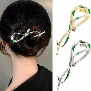 1 шт., практичный зажим-зажим в виде акулы, ювелирная заколка для волос, нежная зеленая заколка для волос в виде змеи
