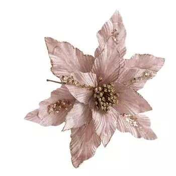 1 шт. Праздничные принадлежности Искусственные рождественские цветы Искусственные цветы Украшение из бархатных блесток светло-желтого