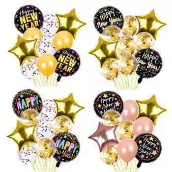 1 шт. Праздничные принадлежности, красочные круглые конфетти, домашний декор, набор воздушных шаров из алюминиевой фольги с Новым годом