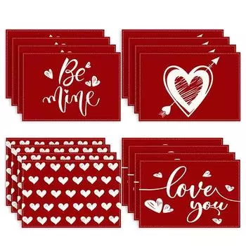 1 шт., праздничные принадлежности с рисунком «Любовь», праздничные принадлежности ко Дню святого Валентина, льняной материал, изоляционная прокладка, напечатанная салфетка, красная салфетка