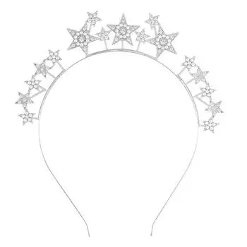 1 шт. Праздничный обруч для волос со стразами, жемчугом и пятиконечной звездой. Преувеличенное и индивидуалистическое украшение для волос для фестивалей и