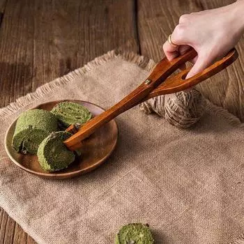 1 шт. Премиальные щипцы для хлеба для выпечки и готовки - Нескользящий кухонный зажим с деревенским деревянным дизайном Tweezer-type clip