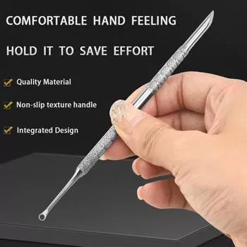 1 шт. Премиум-инструмент для ногтей в форме подковы с двумя головками - инструмент для удаления омертвевшей кожи и мозолей из нержавеющей стали, легкое скошенное кутикула