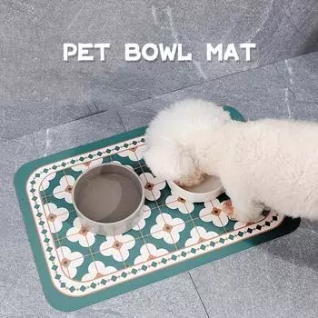 1 шт. Премиум водонепроницаемый нескользящий коврик для корма для домашних животных - легко чистится, прочный и защитный дизайн из ПВХ-материала для принадлежностей для собак и кошек 30x45cm зелёный
