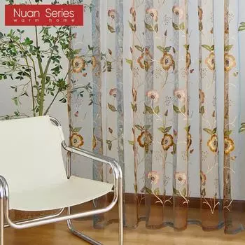 1 шт. Премиум вышитая прозрачная занавеска, легкая и элегантная прозрачная занавеска для гостиной, спальни, домашнего декора, серия Nuan W100cm x L200cm
