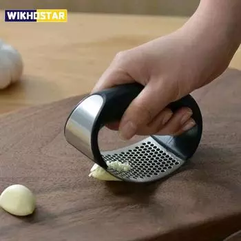 1 шт., пресс для чеснока из нержавеющей стали, ручная мясорубка для чеснока, инструменты для измельчения чеснока, изогнутые инструменты для фруктов и овощей, кухонные гаджеты no steel edging чёрный
