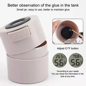 1 шт. Пресс-контейнер для хранения клея для ресниц, банка для клея для подъема ресниц, цифровой дисплей для макияжа и измерения температуры и влажности чёрный
