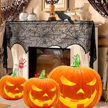 1 шт., принадлежности для вечеринок, скатерть-паутина, черная кружевная скатерть, украшение на Хэллоуин