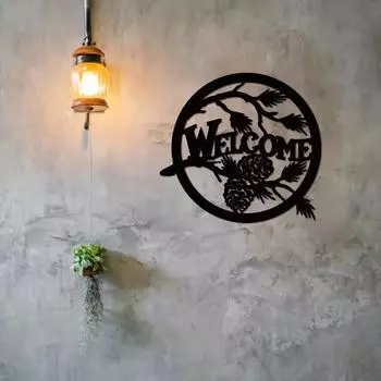1 шт. приветственный металлический настенный знак, уникальный декор для дома и крыльца, новый подарок на дом, стильный приветственный металлический знак, легко повесить на стену, украшение темно-серого