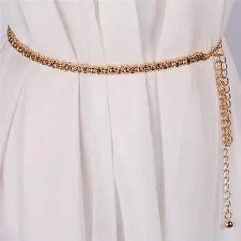 1 шт. привлекательный простой дизайн с металлической цепочкой, моделирующий пояс для женщин золотой