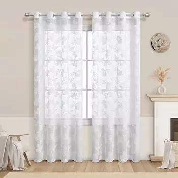 1 шт. Пробивные шторы с узором «бабочки и цветы» для универсального использования в доме 100X130CM&Grommet Top