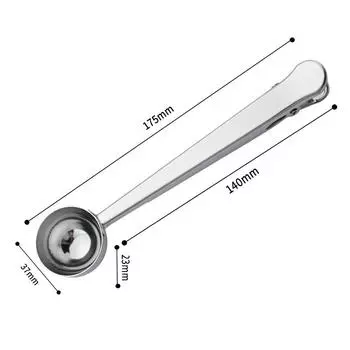 1 шт. прочная ложка из нержавеющей стали 304 с зажимом для сумки, ложка для молотого чая, кофе, переносная сумка, зажим для уплотнения, набор столовых приборов для порошка золотой