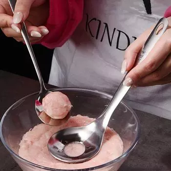 1 шт. прочная нержавеющая стальная лопатка для фрикаделек с отверстием - антипригарное покрытие, длинная ручка, идеально подходит для домашней и ресторанной кухни 1pc