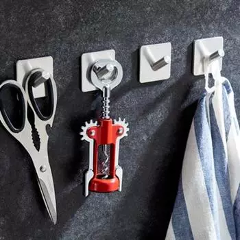 1 шт. прочные клейкие крючки из нержавеющей стали, настенные, дверные, вешалка для одежды, пальто, шляпы, крючки для полотенец для кухни, ванной комнаты 1 Pcs