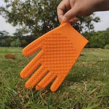 1 шт. прочные мягкие силиконовые перчатки для купания домашних животных, принадлежности для массажа и ухода за кошками зелёный