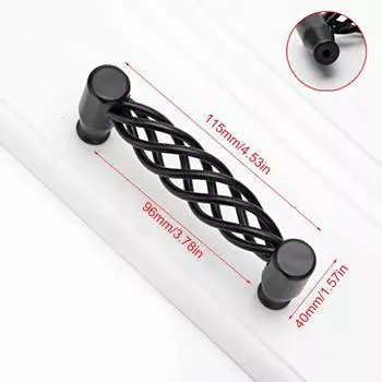 1 шт. прочные ручки для кухонного шкафа в форме птичьей клетки, винтажные ручки для ящиков, черная ручка для мебели, полая ручка, простая установка