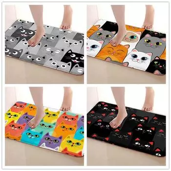 1 шт. прочный напольный коврик с рисунком кошки, нескользящий домашний ковер для внутреннего и наружного использования, моющийся для входа, спальни, ванной комнаты и кухни 30x50cm