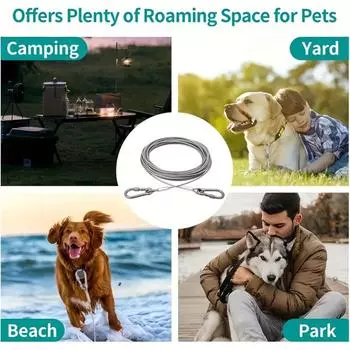 1 шт. прочный уличный поводок для собак, поводок для больших собак, поводок для прогулок для кемпинга и двора 4.6m серебряный