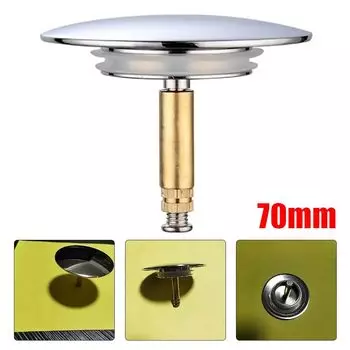 1 шт. прочный заглушка для сливного отверстия для ванны, заглушка для ванны из латуни, только с плоским уплотнением, 70 мм, регулируемый сливной фильтр для ванны