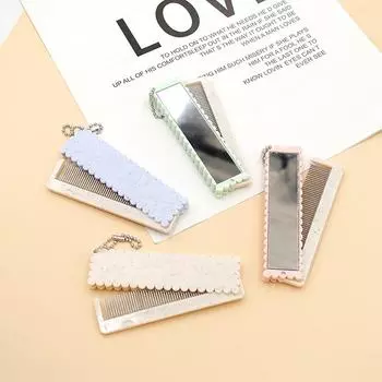 1 шт. профессиональная мультяшная расческа для волос с зеркалом, портативная складная щетка для волос, компактная карманная сумка, дорожные расчески для волос белый