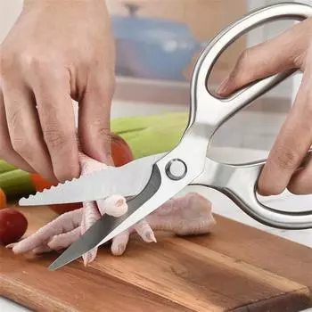 1 шт. Профессиональные кухонные ножницы из нержавеющей стали с ручкой из нержавеющей стали 304, идеально подходят для резки куриных костей, многофункциональные ножницы