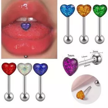 1 шт., прокол, капля любви, масло, смешанные цвета, модные простые украшения для ногтей в форме сердца в форме языка 1.6x16x5mm