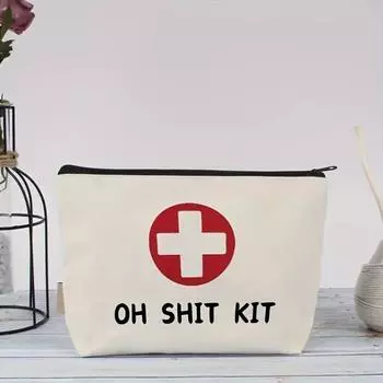 1 шт., простая эстетическая косметичка для оказания первой помощи, прочная и стильная переносная женская косметичка на молнии, подходит для ежедневного использования белый