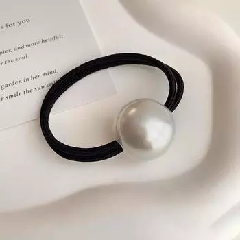 1 шт. Простая и модная резинка для волос с крупной жемчужиной для женщин, шарм инфлюенсера, милая повязка для волос с высокой эластичностью, аксессуар для волос