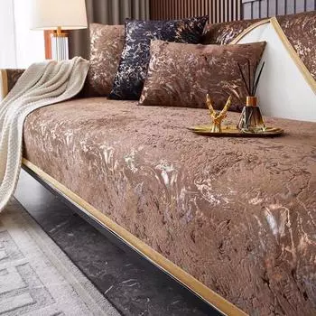 1 шт. простая и современная легкая роскошная диванная подушка, голландская бархатная подушка в бронзовом стиле, универсальный нескользящий чехол для дивана Four Seasons 70x70cm серый