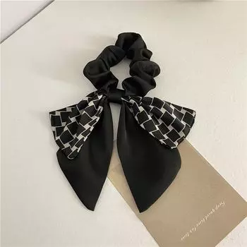 1 шт. Простая клетчатая лента, повязка для волос «толстая кишка», элегантная повязка с бантом, аксессуар для волос, корейская стяжка-молния, резинка для волос