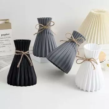 1 шт. Простая креативная свежая ваза с узором из веревки, цветочная композиция, украшение для дома, ниша, декор из пластика чёрный