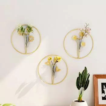 1 шт. Простая модная настенная гидропонная ваза железные украшения фон декоративная ваза для цветов