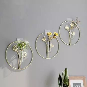 1 шт. Простая модная настенная гидропонная ваза железные украшения фон декоративная ваза для цветов