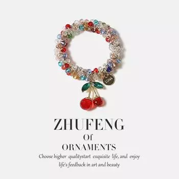 1 шт. Простая повязка на голову с вишневым кристаллом, с темпераментом, для завязывания хвостика или пучка, аксессуары для волос, эластичная лента для головного ремешка