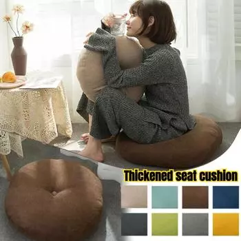 1 шт. Простая утолщенная круглая хлопковая льняная подушка для йоги, медитации, татами, подушка для балкона, окна, Cojines Decorativos 42X42CM зелёный