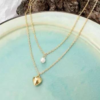 1 шт. Простое ожерелье, милый чокер, подарок на вечеринку, европейский стиль, двухслойный воротник, ювелирные изделия, любовь, сердце, искусственный жемчуг