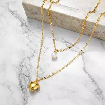 1 шт. Простое ожерелье в европейском стиле, двухслойное, милое колье, аксессуары из ткани, воротник, ювелирные изделия, сердце, имитация жемчуга