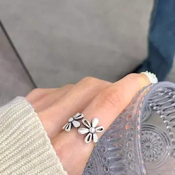1 шт. Простое полое кольцо с цветком для женщин, пар, модные креативные украшения, подарочные аксессуары для вечеринок 17mm серебряный