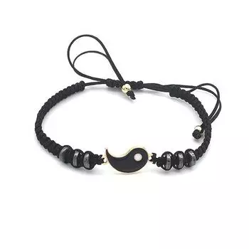 1 шт. Простой браслет-телескопическая регулировка Тайцзи-багуа черного и белого цвета с веревкой Инь и Ян для мужчин и женщин