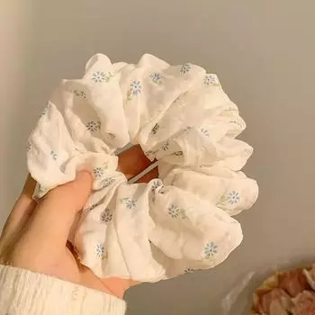 1 шт. Простой цветочный принт Кольцо для волос в виде толстой кишки для женщин Новые головные уборы для девочек, Веревка для волос, Аксессуар для волос Резинка для волос