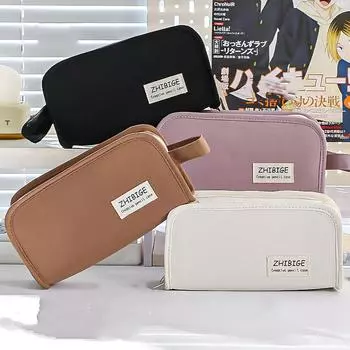 1 шт., простой детский пенал для мальчиков и девочек, модный однотонный прозрачный пенал для ручек, большая вместимость, сумка-органайзер для канцелярских принадлежностей розовый