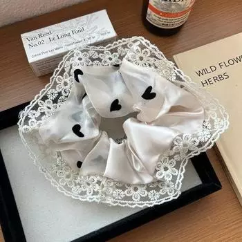 1 шт. Простой и милый французский кружевной кружевной ободок с сердечками в горошек, ободок-кишка, элегантный темперамент