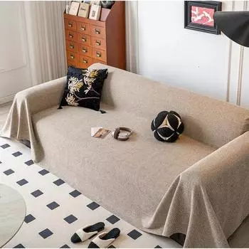 1 шт. Простой однотонный коврик для дивана, мягкий, полностью покрывающий чехол для дивана, утолщенное одеяло для гостиной, одеяло для мебели и кровати 1seat 180x130cm хаки