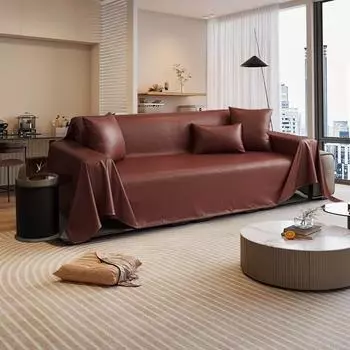 1 шт. Простой однотонный коврик для дивана, водонепроницаемый, нескользящий, подушка для дивана, всесезонный, универсальный, защитный чехол для полотенца, домашний декор 1seat 180x130cm коричневый