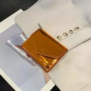 1 шт., простой повседневный клатч для мелочей, повседневный ретро-клатч, небольшой кошелек из яркой лакированной кожи. оранжевый