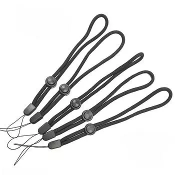 1 шт., простой регулируемый черный полиэстеровый ремешок для мобильного телефона, портативная игровая портативная консоль, ремешок для камеры с защитой от потери, ремешок на запястье чёрный